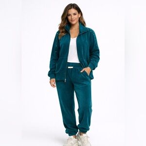 New Set of Teal Studded Women's Jacket with Sweatpants